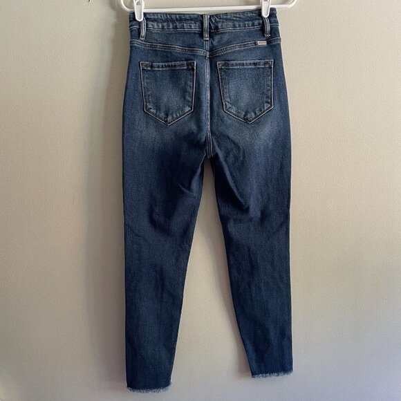 KanCan 28 Distressed Split Frayed Hem Signature Kurvy Ultra High Rise Ankle Jean - Picture 8 of 13